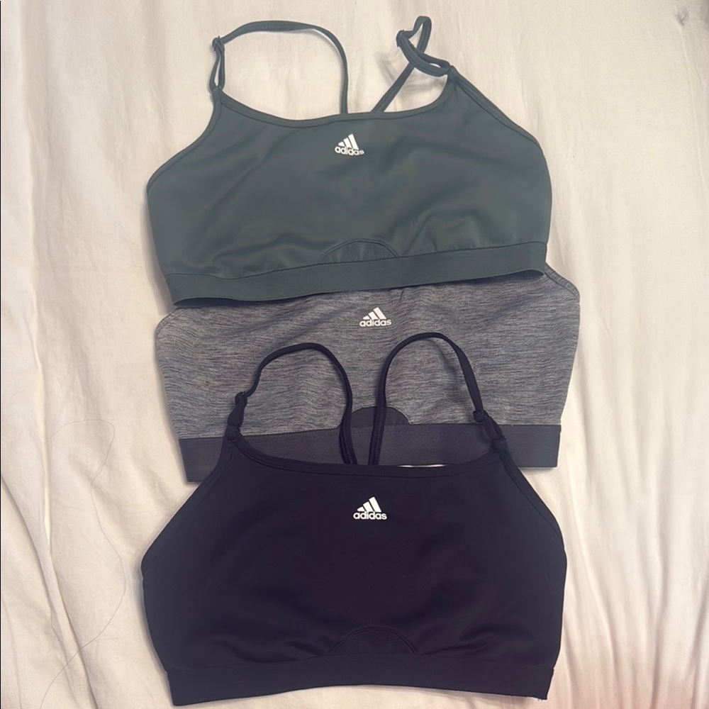 Adidas Sports Bras Black and Gray Stretchy Racerback